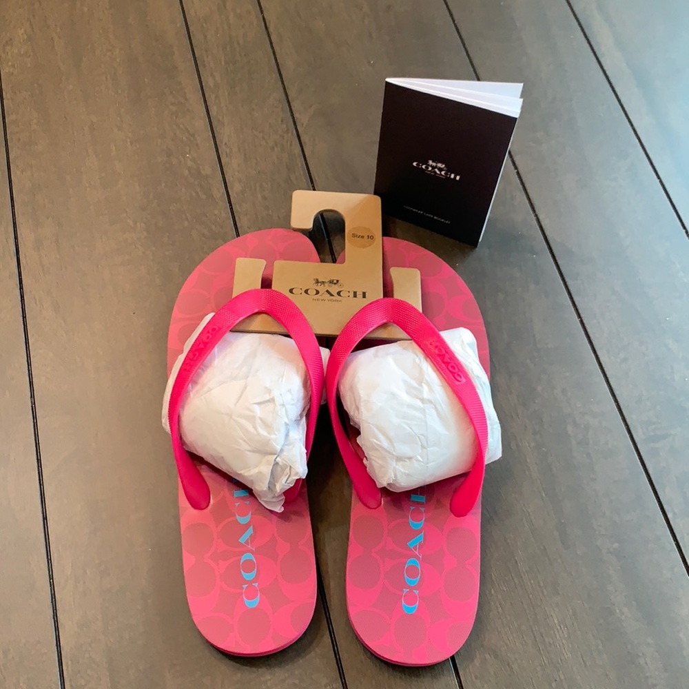 Authentic Coach Zak Sig Flip Flops Size 10 NWT